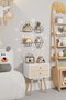Hanah Home Set de 6 Estantes de Pared de Madera Maciza, Oro y Negro